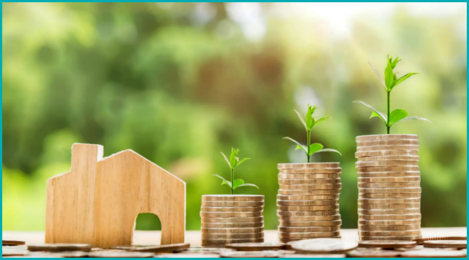 Uma casa e uma escadinha de moeda representando um fundo imobiliário
