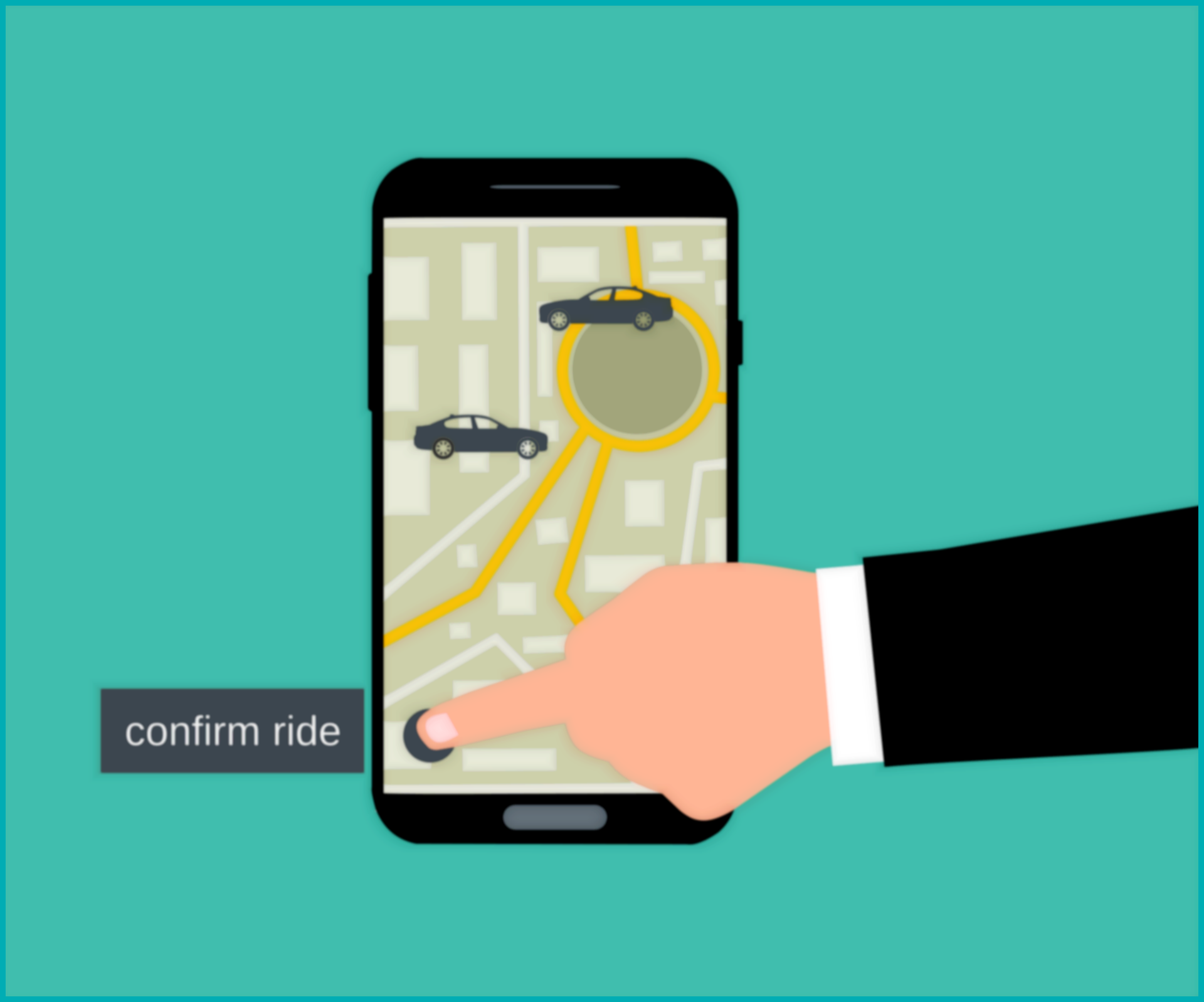 Desenho simulando uma solicitação de corrida no aplicativo Uber